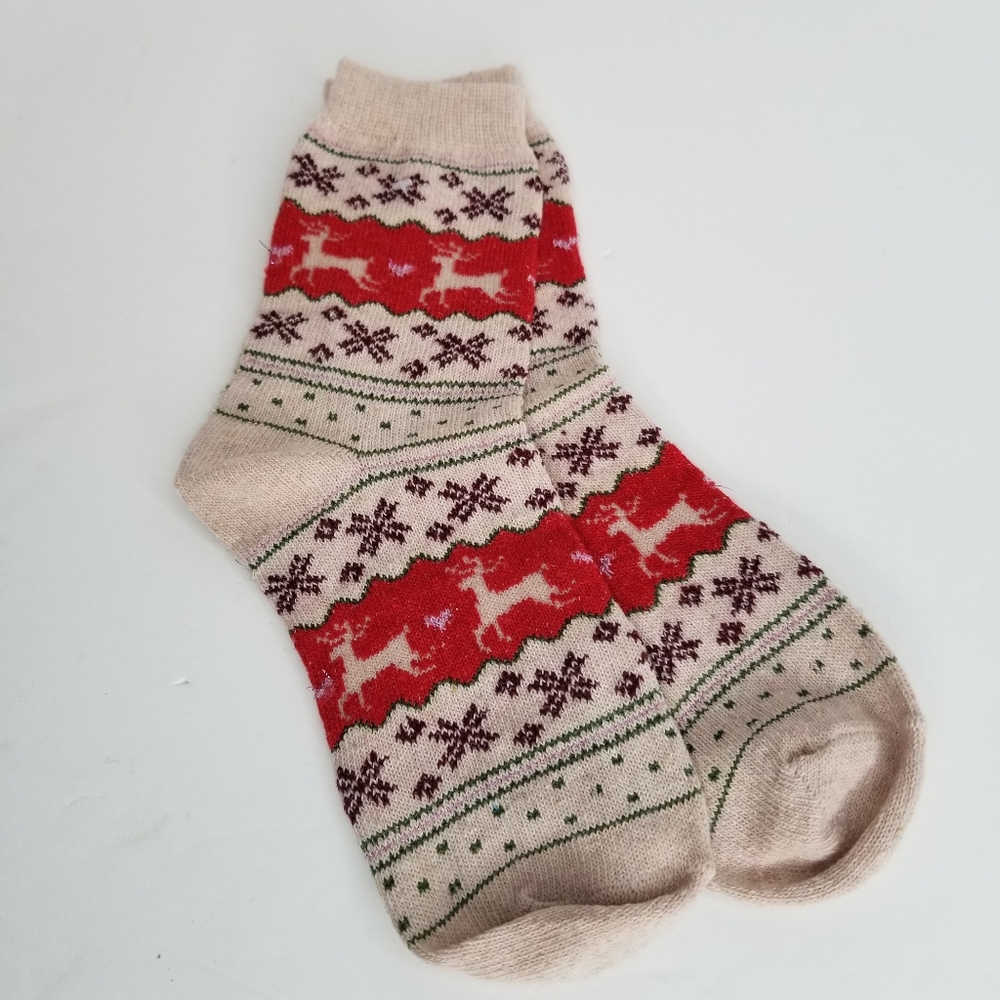 🍁3/$25 5 Pr Holiday Reindeer Socks - Picture 7 of 8